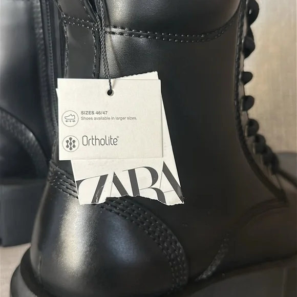 Zara Men’s Black Chunky Combat Boots - Picture 6 of 7